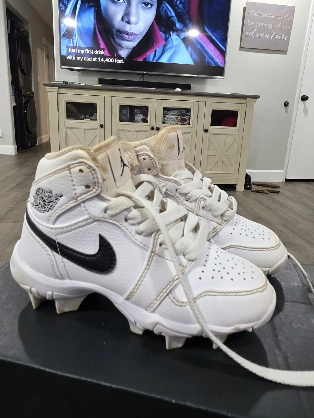 Nike Kids White and Black Cleat Sneakers
